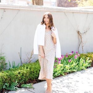 Aura Beige and White Polka Dot Dress